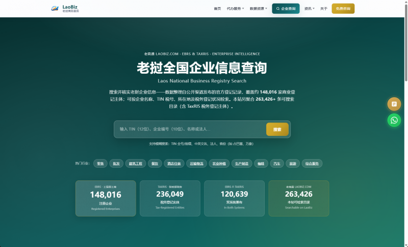 老挝企业搜索示意